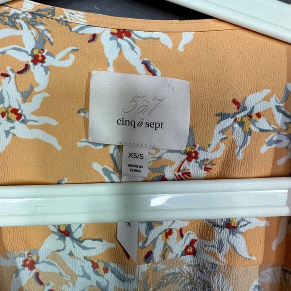 Cinq a Sept Coverup Trailing Orchid Stefe Floral Peach Orange Size XS Small - Picture 6 of 8